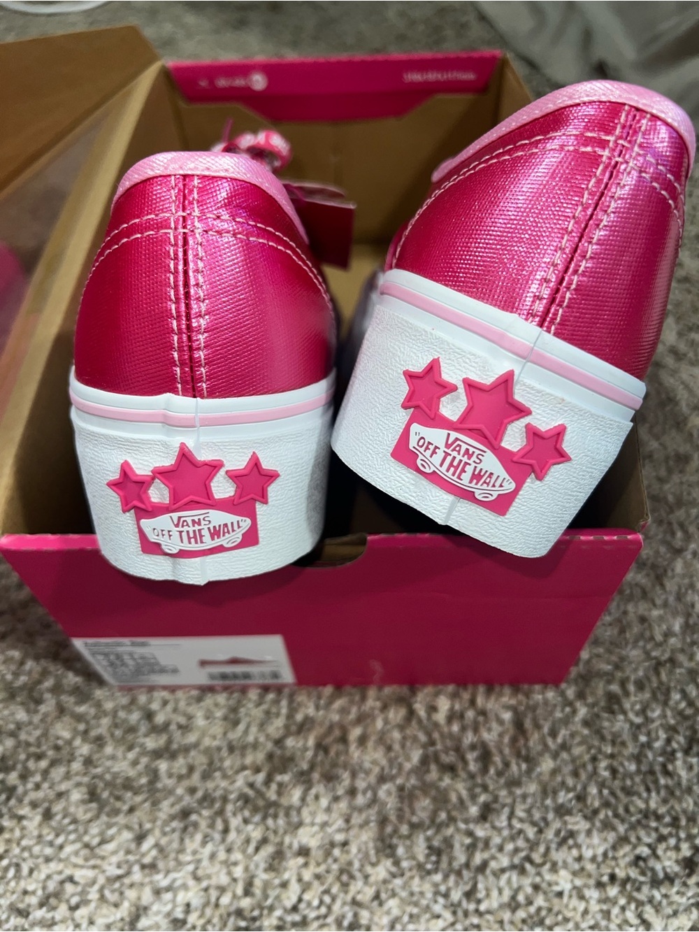Vans x Barbie Women’s Pink Authentic Stac Hot Pink Metallic Shoes NEW IN BOX! 7 - Picture 3 of 7